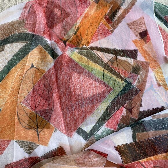 Sheer silky scarf long rectangle polyester wrap accessory mod geometric print - Picture 4 of 5